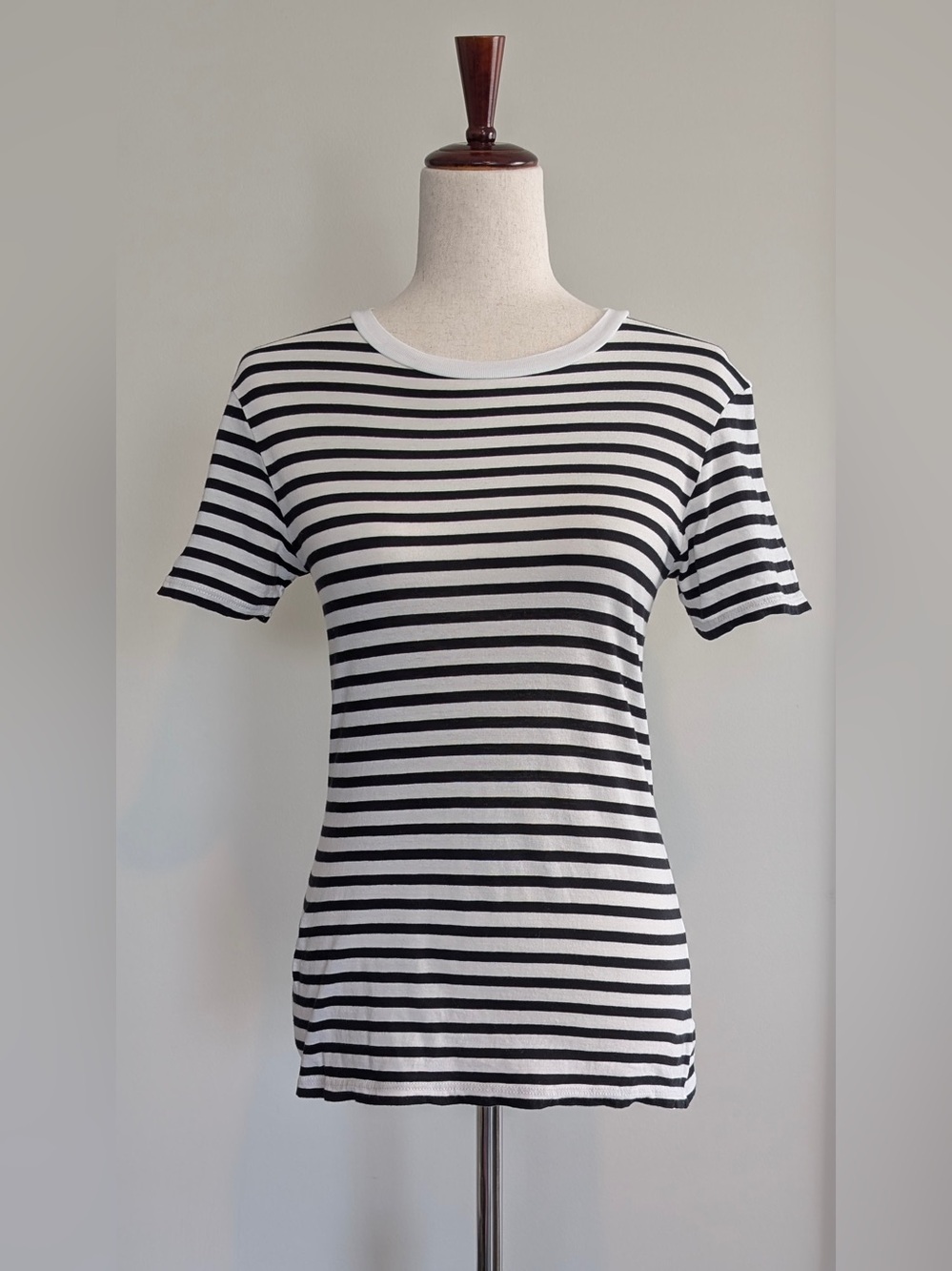 Nili Lotan Women’s Eloric T-Shirt Crewneck Cotton Black/Ivory Stripes Size XS